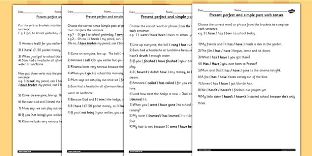 present perfect vs past simple exercises speaking activity