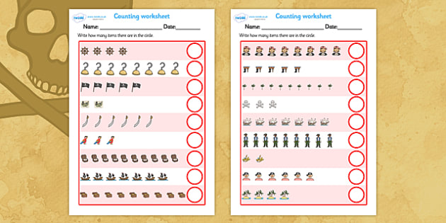 FREE! - My Counting Worksheet (Pirates) - Counting worksheet, Pirate
