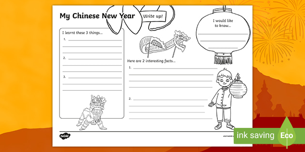 Chinese New Year Write Up Worksheet (teacher made)