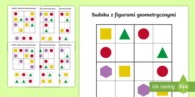 Figury Geometryczne Gra Sudoku Karty Pracy