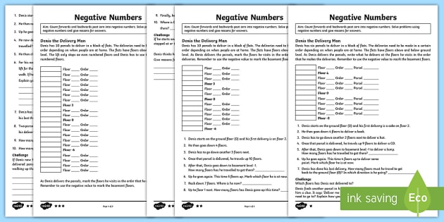 KS2 Year 4 Negative Numbers Problem Solving Differentiated