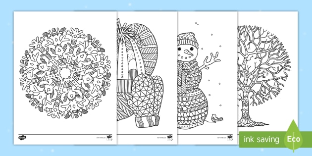 Winter Mindfulness Coloring Sheets