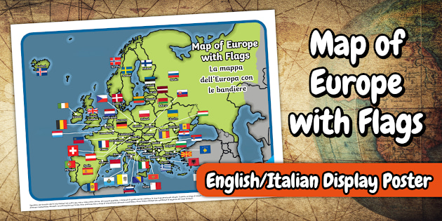 Map Of Europe With Flags Display Poster Map Of Europe Poster 663x1000