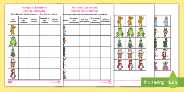 👉 Fairytale Characters Turning Clockwise and Anticlockwise Worksheets 👉 Fairytale Characters Turning Clockwise and Anticlockwise Worksheets