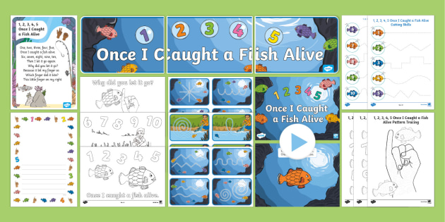 One Two Three Four Five Once I Caught A Fish Alive, Kids Video Song with  FREE Lyrics & Activities!