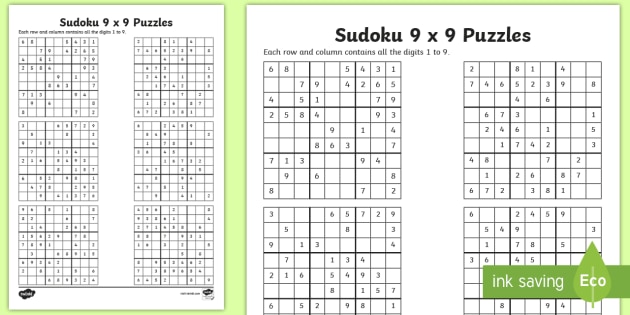 printable sudoku worksheets 9 x 9 sudoku worksheet