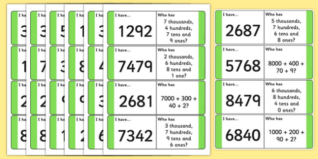 Place Value Loop Cards 4 Digits Teacher Made