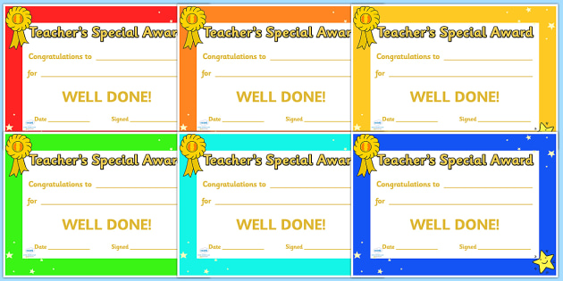 FREE Teachers Special Award Certificates (teacher made)