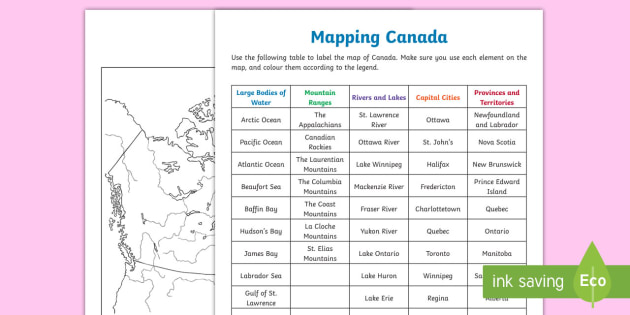 Mapping Canada Activity (teacher made)