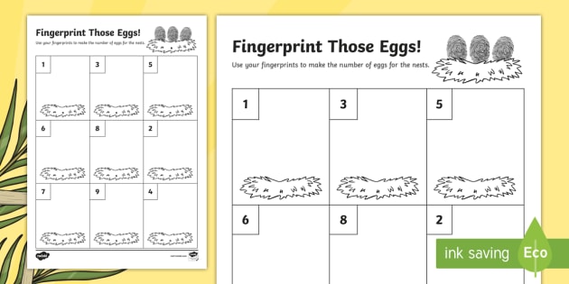 FREE Printable Fingerprint Counting Worksheets Activity