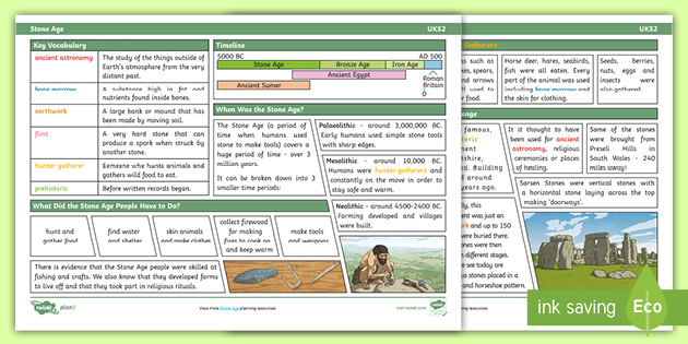 History Knowledge Organiser: The Stone Age KS2