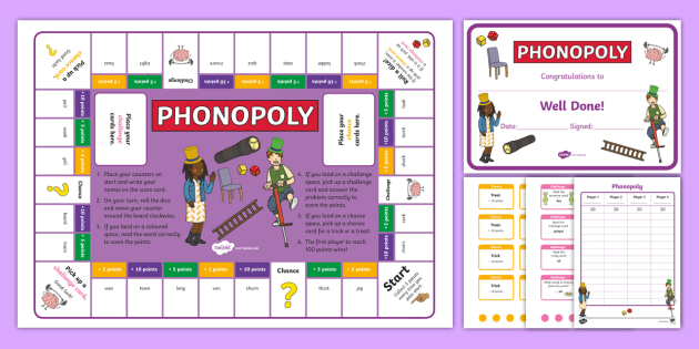 phase 3 phonics phonopoly board game teacher made