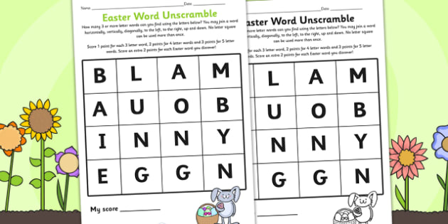 Easter Word Unscramble Easter Word Unscramble Word Games
