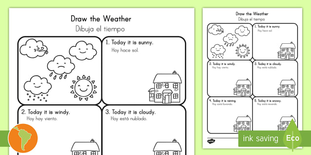 draw the weather worksheet worksheet english spanish draw the weather