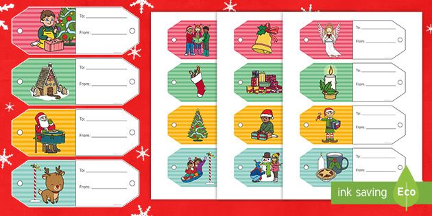 Christmas Gift Tag Set Kraft Paper Christmas Tags. Instant Digital  Download. 10 Tags. Printable Tags 