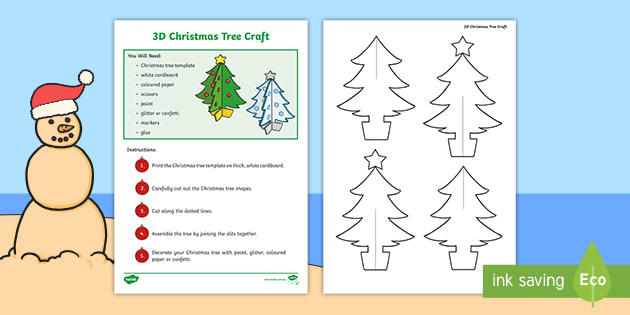 3d christmas tree craft activity teaching resource