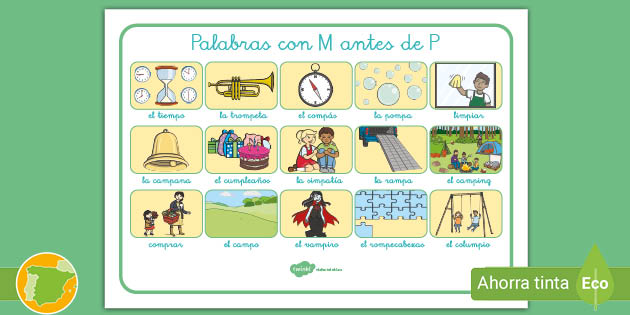 Tapiz De Vocabulario Palabras Con M Antes De P