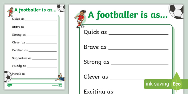 Footballer Simile Poem (teacher made)