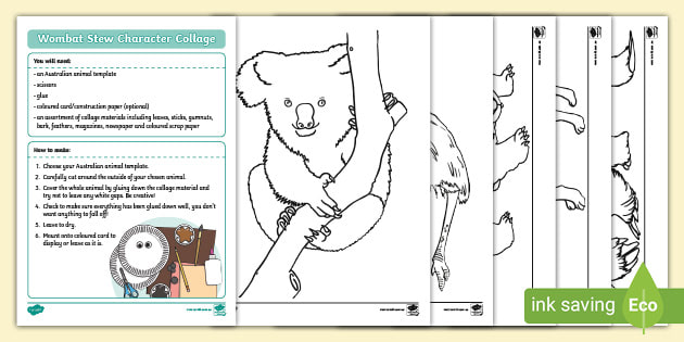 Wombat Stew Collage Craft Activities | Literature Resouces