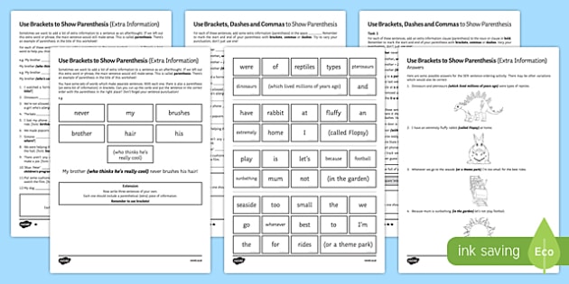 Parenthesis Activity Worksheet Pack