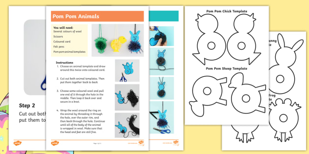 Pom Pom Animals Craft Instructions Teacher Made