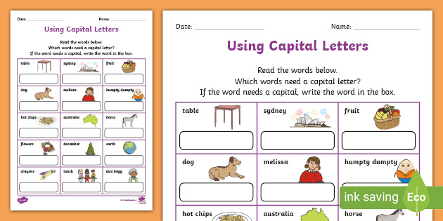 Using Capital Letters Worksheet teacher Made 