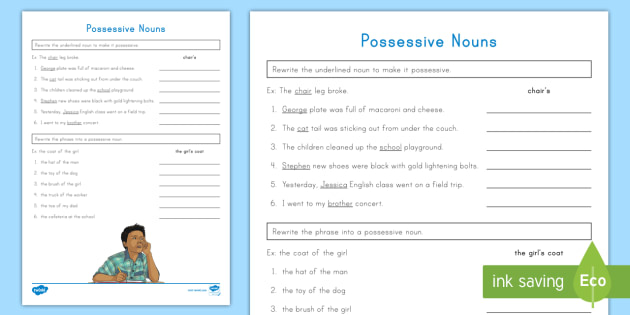 using apostrophes worksheet possessive nouns activity