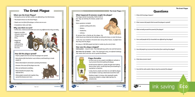 ks2 the great plague of london facts reading activity