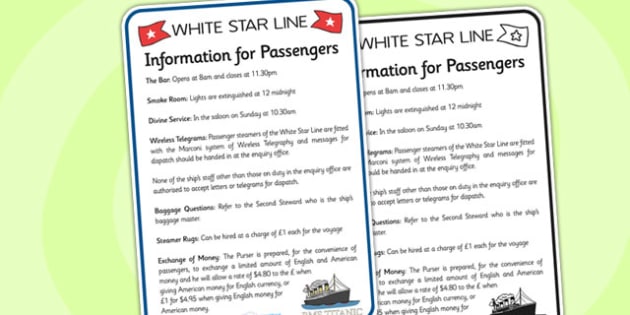 The Titanic Role Play Information Poster - titanic, role play