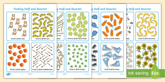 finding half and a quarter worksheet worksheet worksheet