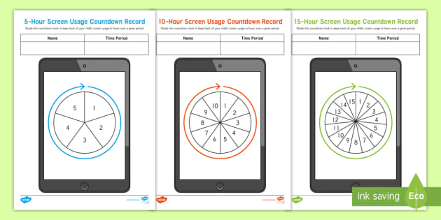 Weekly Screen Time Usage Countdown Record (teacher made)