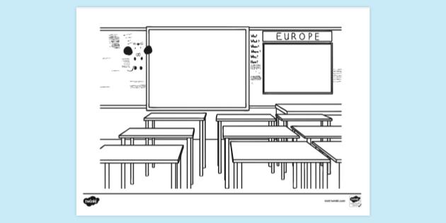 FREE! - Classroom with Tables Colouring | Colouring Sheets