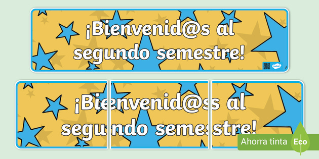 Póster: Bienvenid@ al segundo semestre (estrellas) - Twinkl