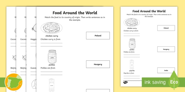 B1 Ficha De Actividad Comidas Del Mundo En Ingles