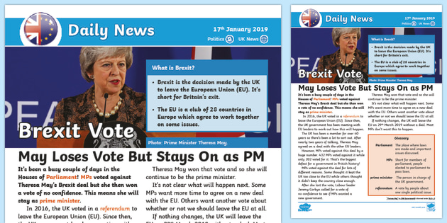 Lks2 Brexit Votes Daily News Story Brexit Theresa May Eu