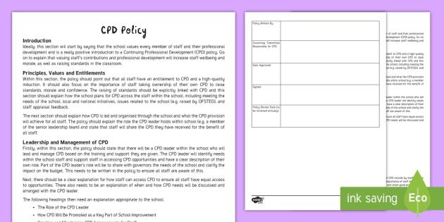 Cpd Policy Template Adult Guidance (teacher Made)