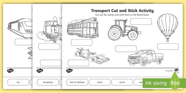 transport scene labeling cut and stick worksheet transport