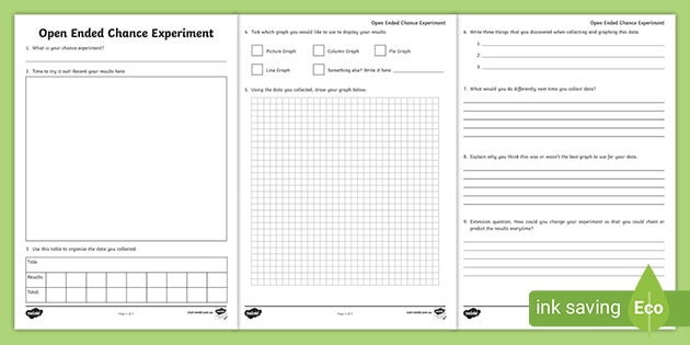 Open Ended Chance Experiment Activity (teacher made)