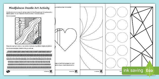 Mindfulness Doodling  Scribble Art Lesson Worksheets