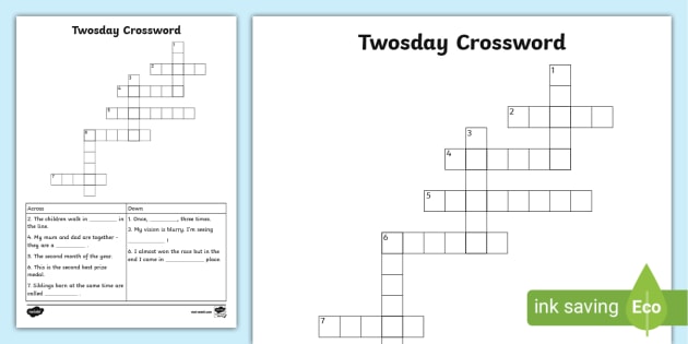 Twosday Crossword Puzzle (teacher made)