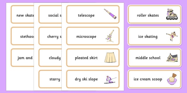 Word Medial Sc Sk Word Cards Three Syllable Words