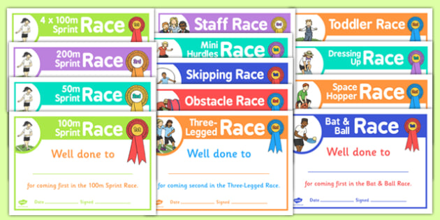 Sports Day Race Certificates Pack (teacher made)