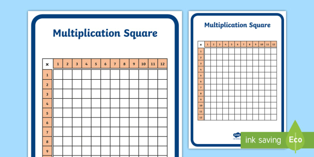 Multiplication Square Blank 12x12 teacher Made 