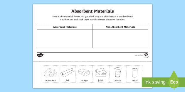 Absorbent Materials Cut And Stick Activity teacher Made absorbent-materials-cut-and-stick-activity-teacher-made