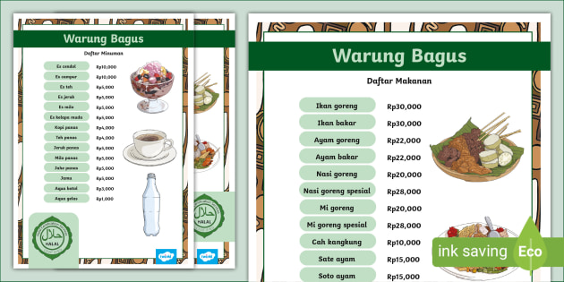 Indonesian Warung Menus (teacher made)