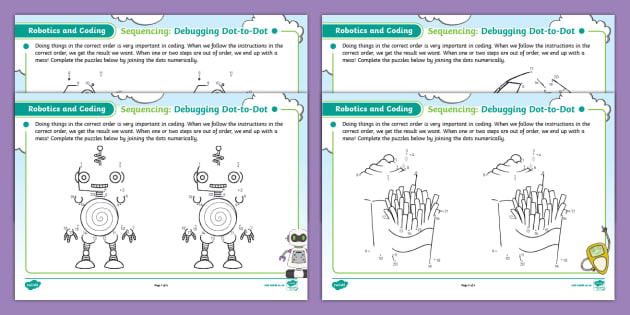 Grade 1 Robotics and Coding - Term 4 - Coding Worksheet: Debugging Dot-to-Dot