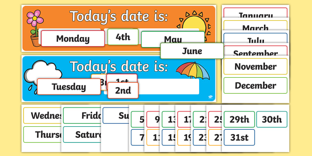 Cursive Today S Day And Date Display Pack Teacher Made