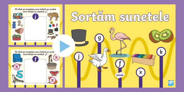 Sortăm Sunetele J G F X K Joc Powerpoint