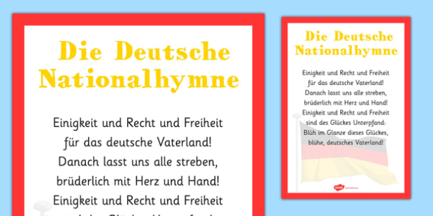 German National Anthem Einigkeit und Recht und Freihe Deutsche Nationalhymne 