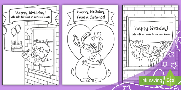 Social Distancing Birthday Colouring Cards Teacher Made